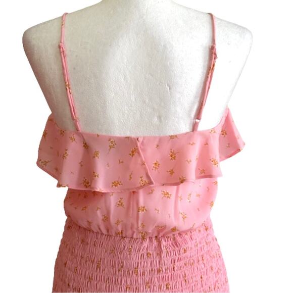Trixxi Dress Pink Floral Spaghetti Strap Smocked Ruffled Mini Dress Small NWOT - Picture 6 of 12